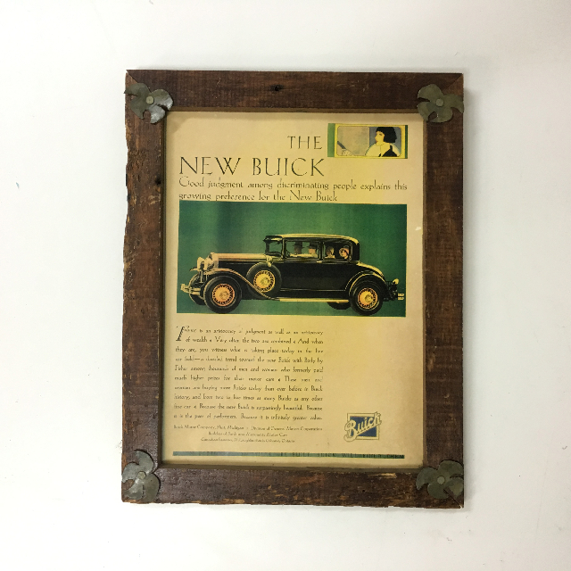 ARTWORK, Advertising Poster In Rustic Frame - The New Buick
